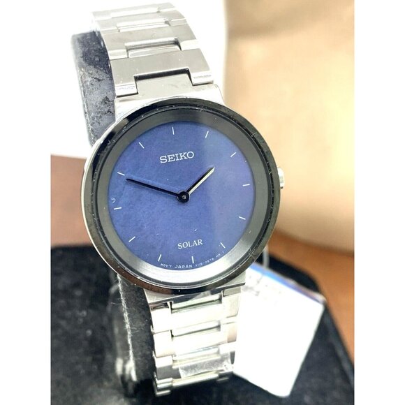 Seiko Women's Watch SUP385 Solar Blue Dial Silver Stainless Steel 28mm - Picture 13 of 14